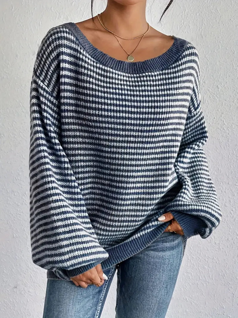 Charlie | Gestreifter Off-Shoulder Strickpullover