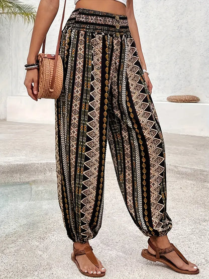 Noreen - Tribal-Print Jogger-Hose mit hoher Taille