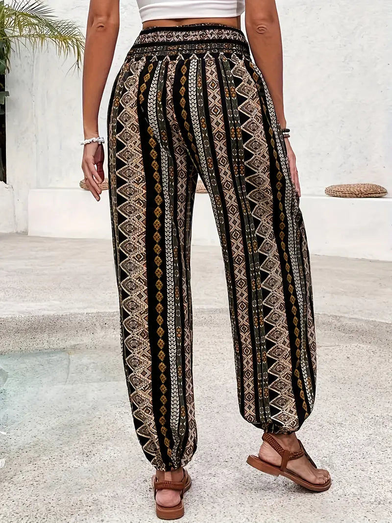 Noreen - Tribal-Print Jogger-Hose mit hoher Taille