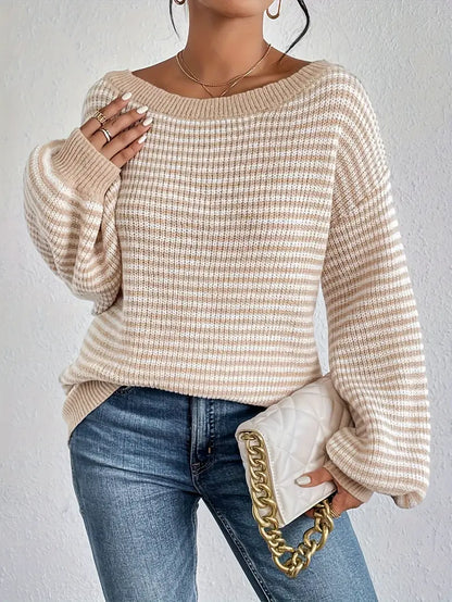 Charlie | Gestreifter Off-Shoulder Strickpullover