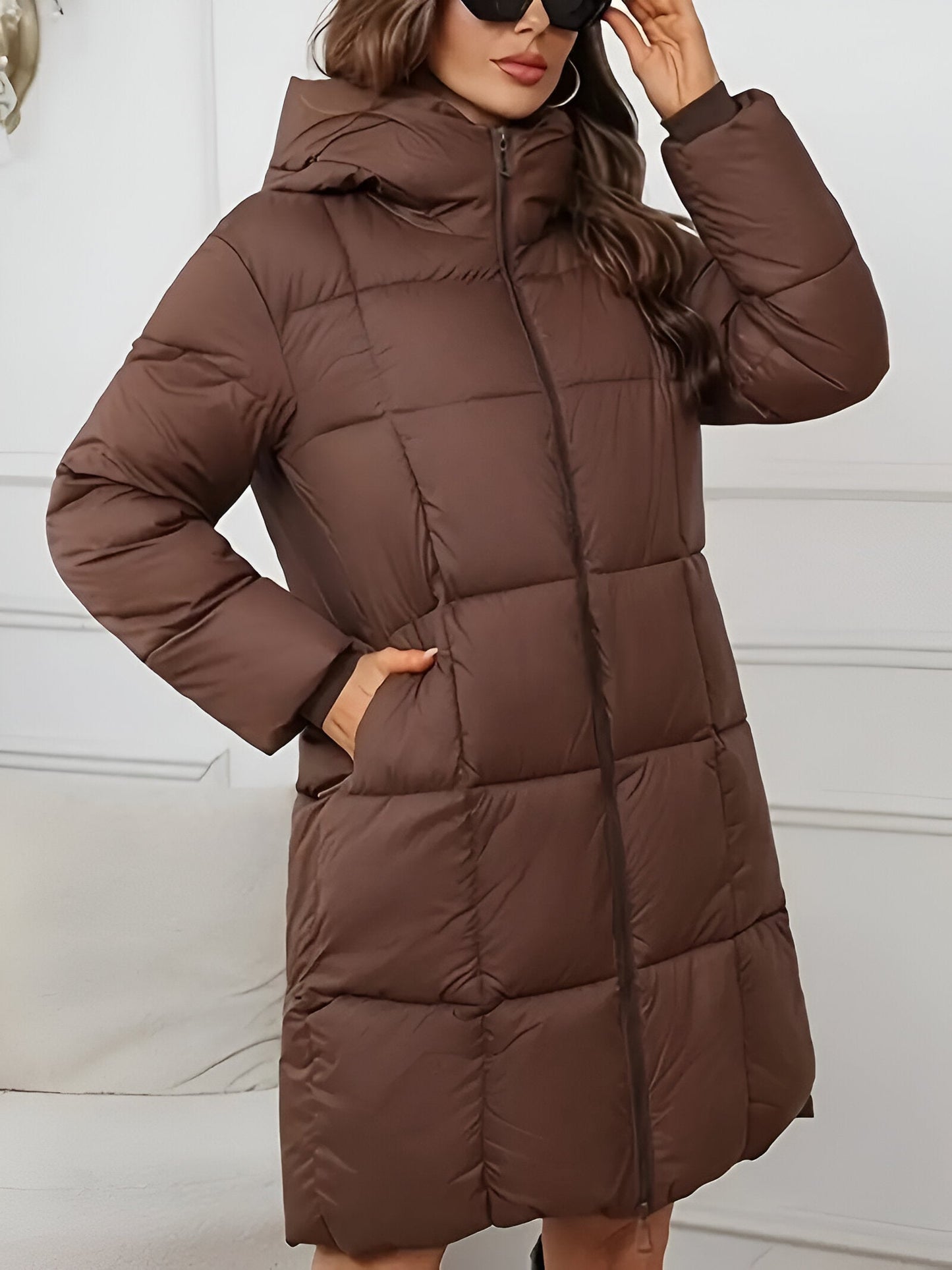 Mireille | Elegante Plus-Size Lange Jacke mit Kapuze für Damen