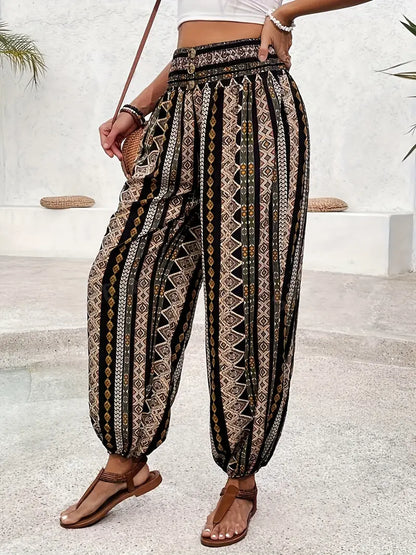 Noreen - Tribal-Print Jogger-Hose mit hoher Taille