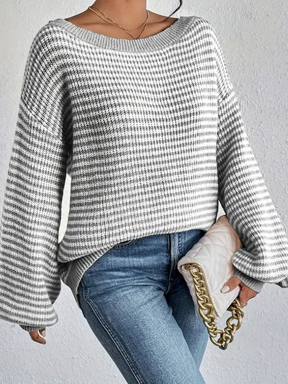 Charlie | Gestreifter Off-Shoulder Strickpullover