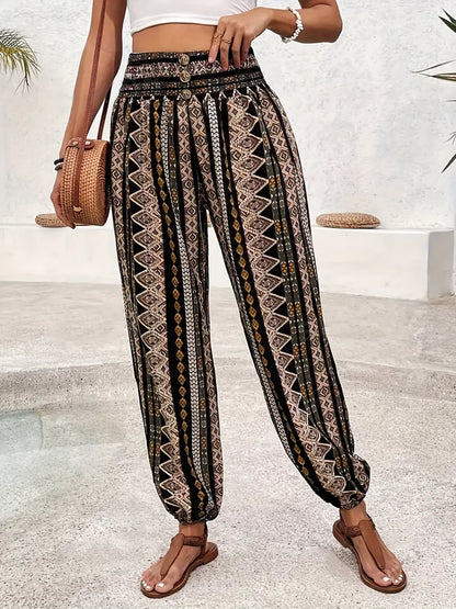 Noreen - Tribal-Print Jogger-Hose mit hoher Taille