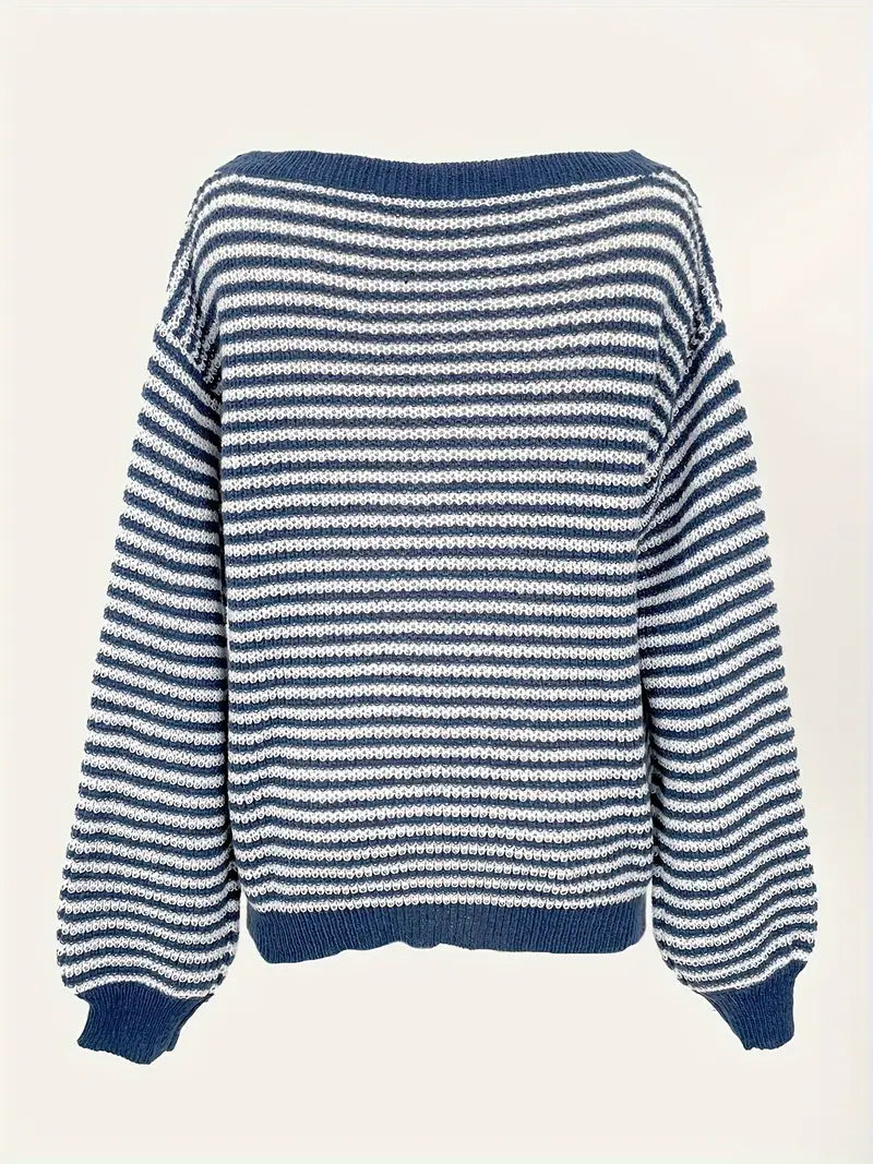 Charlie | Gestreifter Off-Shoulder Strickpullover