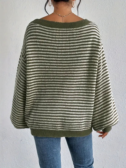 Charlie | Gestreifter Off-Shoulder Strickpullover