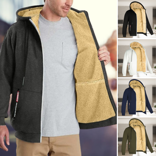 Sadi | Lässige Herren Winterjacke mit Kapuze und Fleece