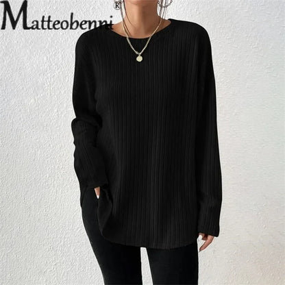 Matteo-benni | Eleganter Pullover mit Grubenstreifen für Frauen