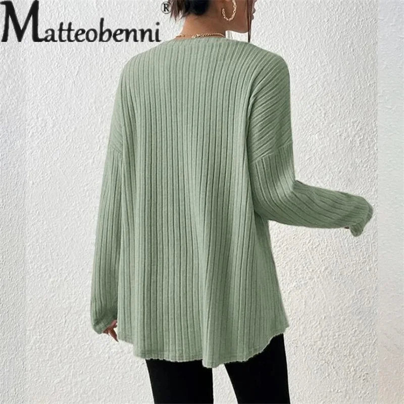 Matteo-benni | Eleganter Pullover mit Grubenstreifen für Frauen