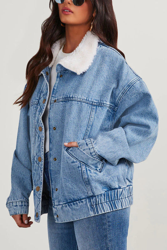 Jessike | Damen-Denimjacke mit Fleecekragen und modernem Schnitt