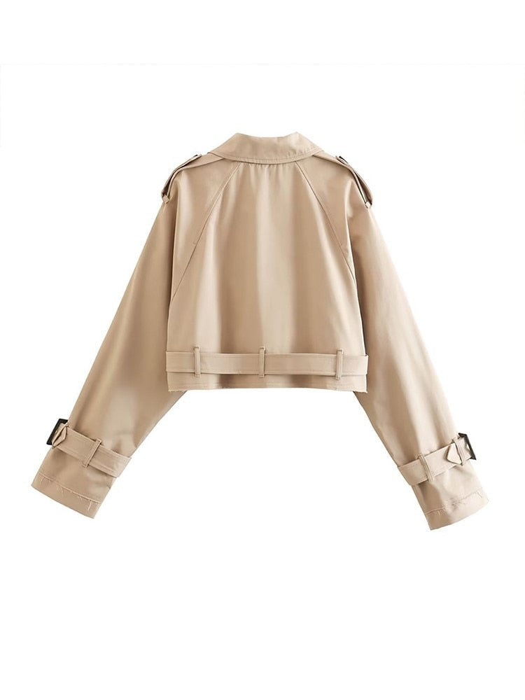 Beige Cropped Trenchcoat