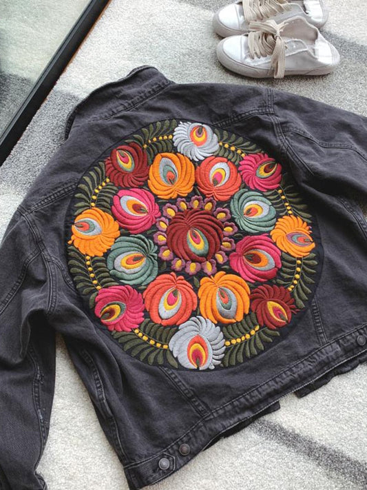 Jackina | Graue Boho-Jeansjacke – Perfekte Kombination aus Stil und Komfort