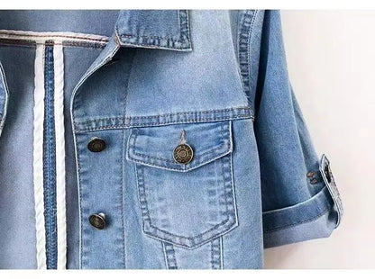 Mezzi | Einfarbige Jeansjacke mit kurzen Ärmeln