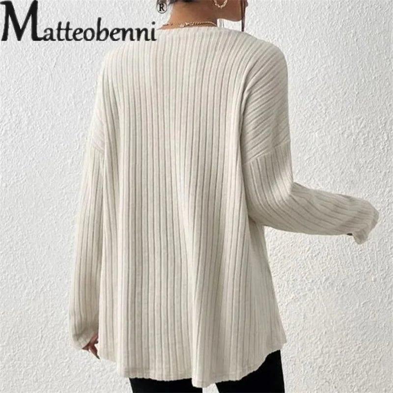 Matteo-benni | Eleganter Pullover mit Grubenstreifen für Frauen