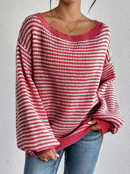 Charlie | Gestreifter Off-Shoulder Strickpullover