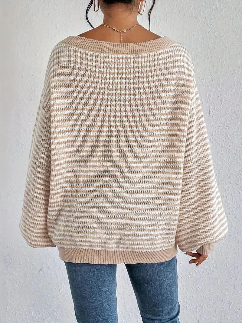 Charlie | Gestreifter Off-Shoulder Strickpullover