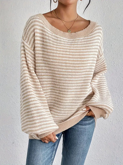 Charlie | Gestreifter Off-Shoulder Strickpullover