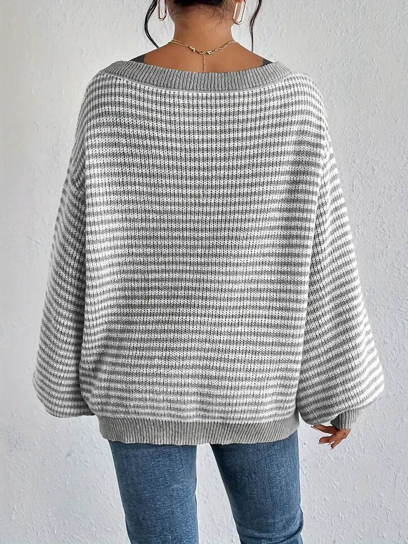 Charlie | Gestreifter Off-Shoulder Strickpullover