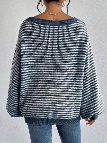 Charlie | Gestreifter Off-Shoulder Strickpullover