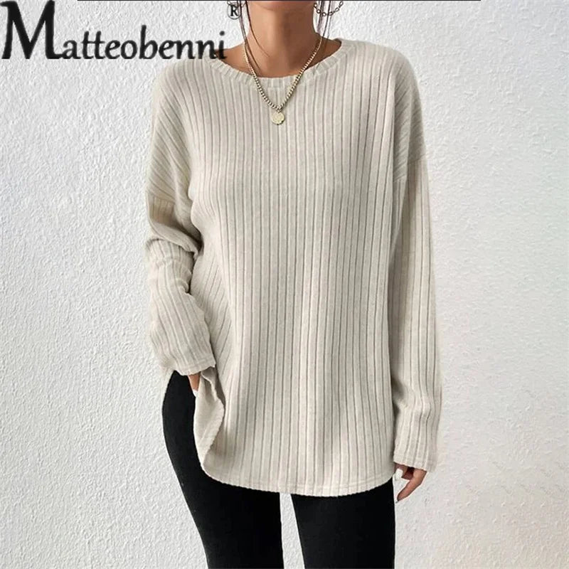 Matteo-benni | Eleganter Pullover mit Grubenstreifen für Frauen